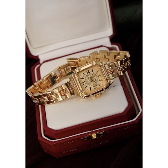 Vintage Style Gold Bracelet Watch Women Square Roman Dial Elegant Wristwatch main image 6